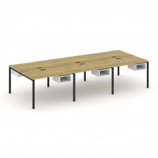 Concept Рабочая станция двухсторонняя с подвес. тумбами на 6 мест CN.DRS-141 Дуб Винченцо/Белый Брил