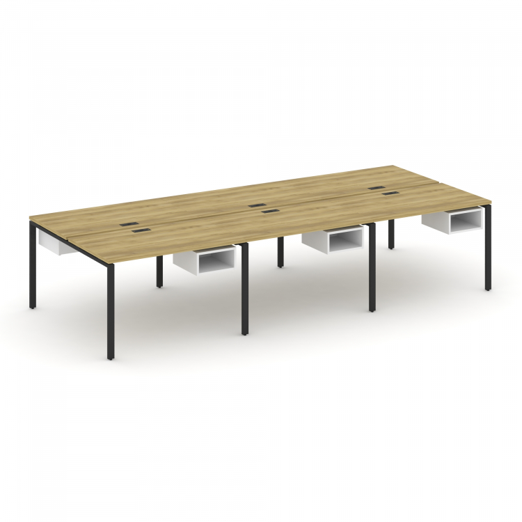 Concept Рабочая станция двухсторонняя с подвес. тумбами на 6 мест CN.DRS-141 Дуб Винченцо/Белый Брил