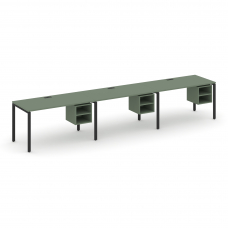 Concept Рабочая станция односторонняя с подвес. тумбами 3 места CN.ORS-125 Кобо/Металл Черный 2940*7