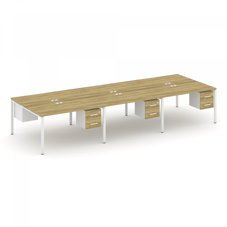 Concept Рабочая станция двухсторонняя с подвес. тумбами на 6 мест CN.DRS-155 W Дуб Винченцо/Белый Бр