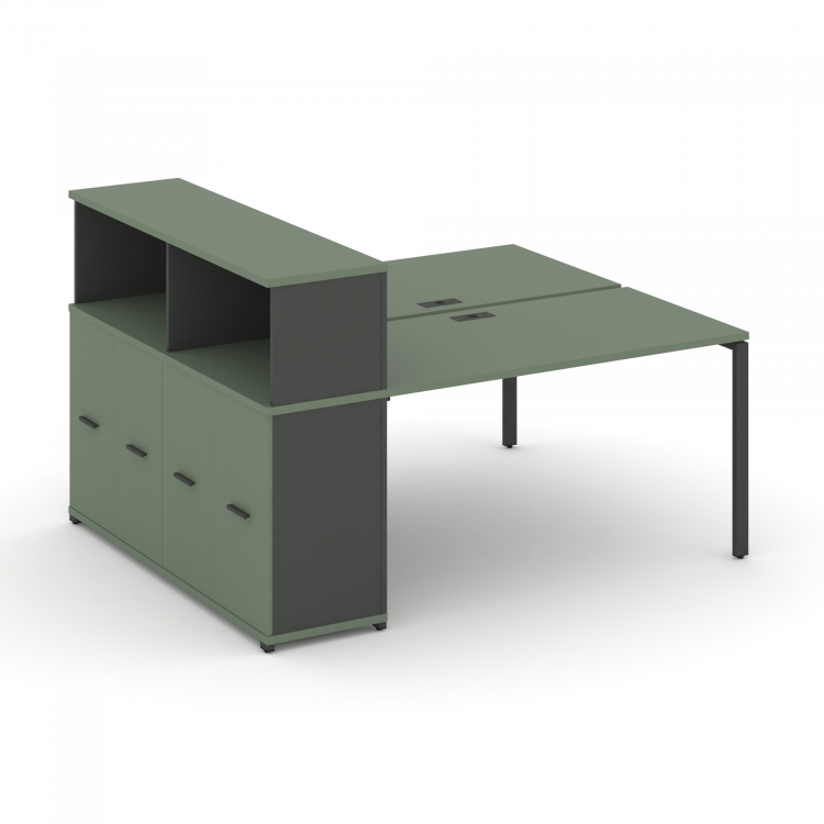 Concept Рабочая станция с опорным распаш. шкафом с надставкой низ. CN.DRS-227 A Кобо/Антрацит/Металл