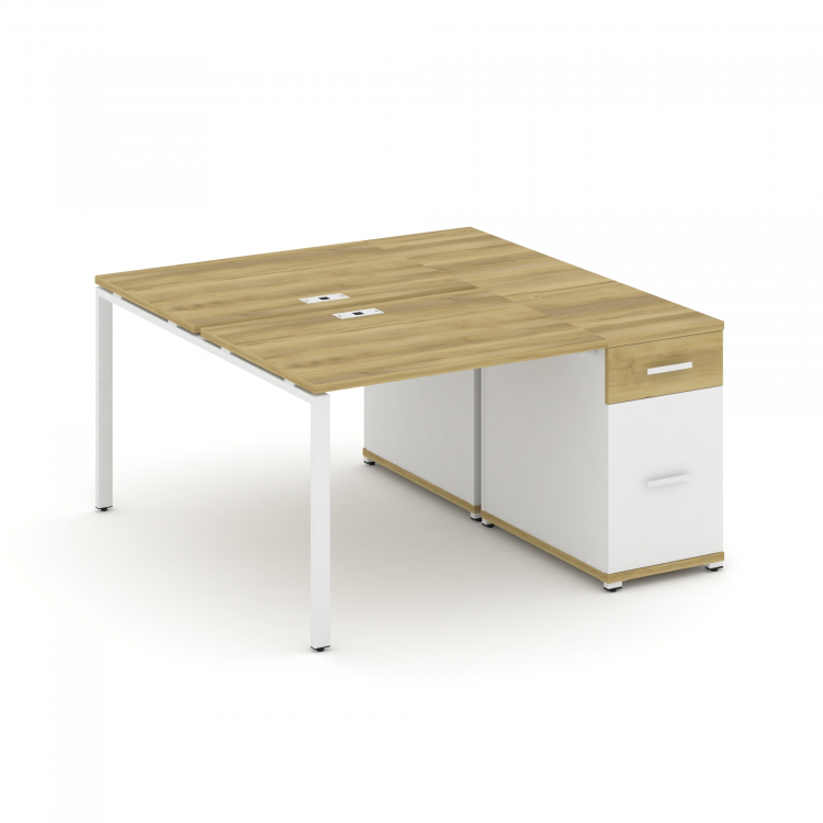 Concept Рабочая станция с 1 опорной тумбой CN.DRS-405 W Дуб Винченцо/Белый Бриллиант/Металл Белый 14