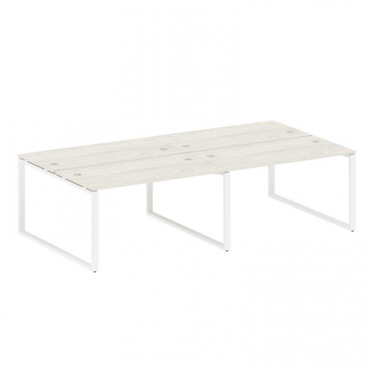 Metal System Рабочая станция на 4 места на О-образном м/к БО.СМ-4.3 Дуб Наварра/Металл Белый 2800*14