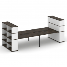 Concept Рабочая станция с опорными стеллажами с надставкой выс. CN.DRS-260 Дуб Мали/Белый Бриллиант/