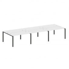 Metal System Рабочая станция на 6 мест на П-образном м/к БП.СМ-6.3 Белый/Металл Антрацит 4200*1475*7