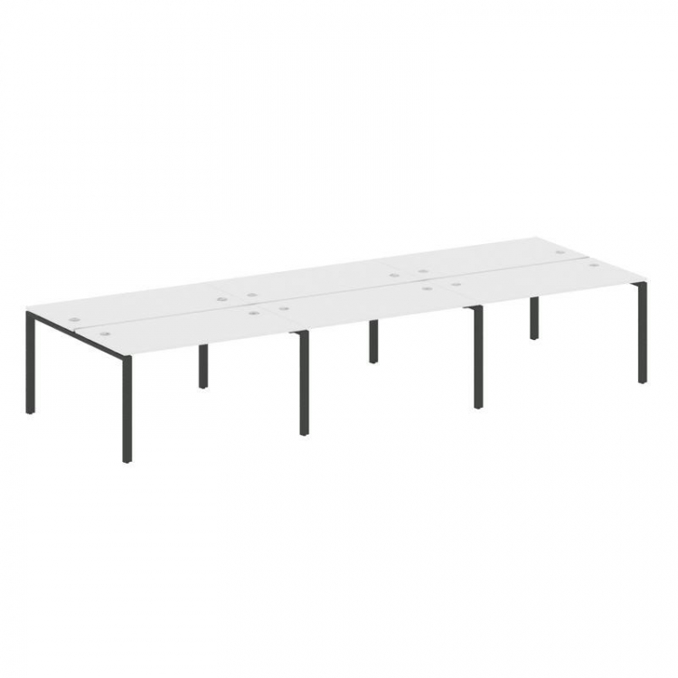Metal System Рабочая станция на 6 мест на П-образном м/к БП.СМ-6.3 Белый/Металл Антрацит 4200*1475*7