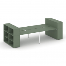 Concept Рабочая станция с опорными стеллажами с надставкой низ. CN.DRS-256 Кобо/Металл Белый 4000*14