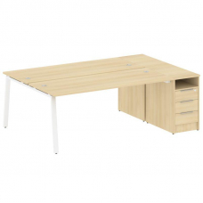 Metal System Рабочая станция с тумбой на А-образном м/к БА.РС-СТП-2.5 Акация Лорка/Металл Белый 2212