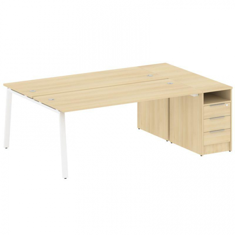 Metal System Рабочая станция с тумбой на А-образном м/к БА.РС-СТП-2.5 Акация Лорка/Металл Белый 2212