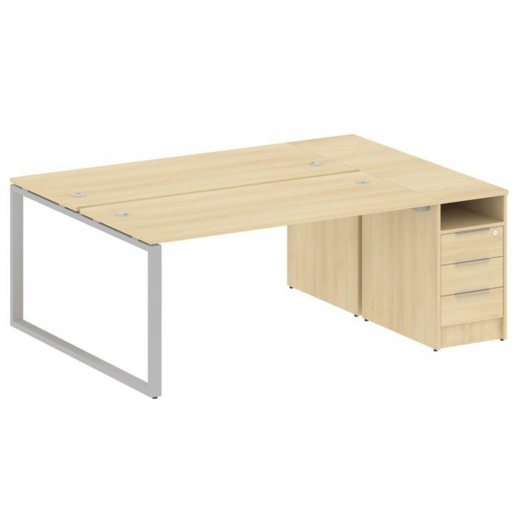 Metal System Рабочая станция с тумбой на О-образном м/к БО.РС-СТП-2.4 Акация Лорка/Металл Серый 2012