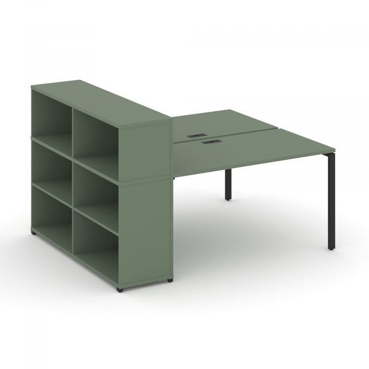 Concept Рабочая станция с опорным стеллажом с надставкой низ. CN.DRS-209 Кобо/Металл Черный 1400*148