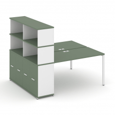 Concept Рабочая станция с опорным распаш. шкафом с надставкой выс. CN.DRS-232 W Кобо/Белый Бриллиант