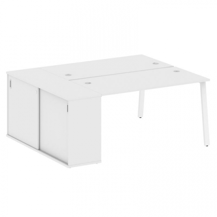Metal System Рабочая станция с шкафом-купе на А-образном м/к БА.РС-СШК-1.3 Т Белый/Металл Белый 1810