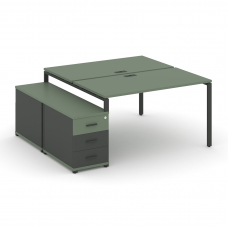 Concept Рабочая станция 2 места с двухсторонней опорной тумбой CN.DRS-303 A Кобо/Антрацит/Металл Ант