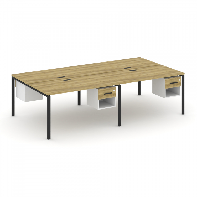 Concept Рабочая станция двухсторонняя с подвесными тумбами на 4 места CN.DRS-139 B Дуб Винченцо/Белы