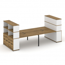 Concept Рабочая станция с опорными распаш. шкафами с надставкой выс. CN.DRS-275 B Сандал Янтарный/Бе