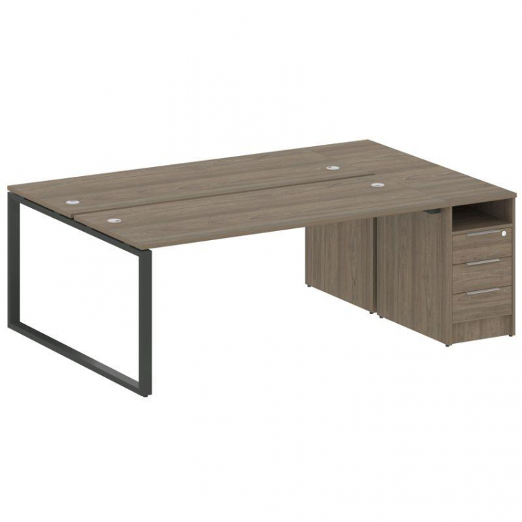 Metal System Рабочая станция с тумбой на О-образном м/к БО.РС-СТП-2.5 Вяз Благородный/Металл Антраци