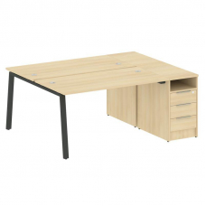 Metal System Рабочая станция с тумбой на А-образном м/к БА.РС-СТП-2.3 Акация Лорка/Металл Антрацит 1