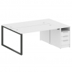 Metal System Рабочая станция с тумбой на О-образном м/к БО.РС-СТП-2.4 Белый/Металл Антрацит 2012*147