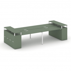 Concept Рабочая станция с опорными распаш. шкафами с верх. горизонтами CN.DRS-266 W Кобо/Металл Бел