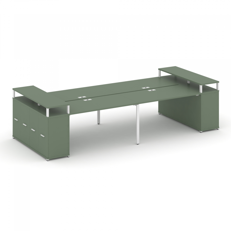 Concept Рабочая станция с опорными распаш. шкафами с верх. горизонтами CN.DRS-266 W Кобо/Металл Бел