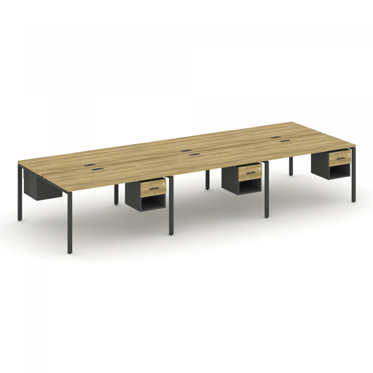 Concept Рабочая станция двухсторонняя с подвес. тумбами на 6 мест CN.DRS-157 A Дуб Винченцо/Антрацит