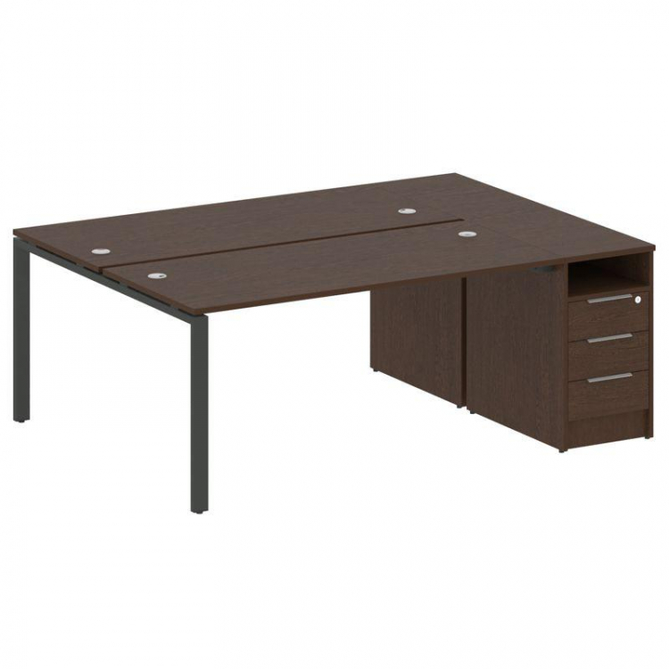 Metal System Рабочая станция с тумбой на П-образном м/к БП.РС-СТП-2.4 Венге Цаво/Металл Антрацит 201