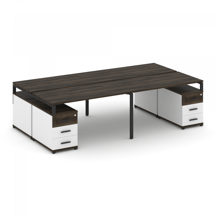 Concept Рабочая станция 4 места с 2 двухсторонними опорными тумбами CN.DRS-327 B Дуб Мали/Белый Брил