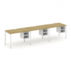 Concept Рабочая станция односторонняя с подвес. тумбами 3 места CN.ORS-126 Дуб Винченцо/Белый Брилли