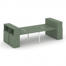 Concept Рабочая станция с опорными шкафами-купе с надставкой низ. CN.DRS-283 W Кобо/Металл Белый 360