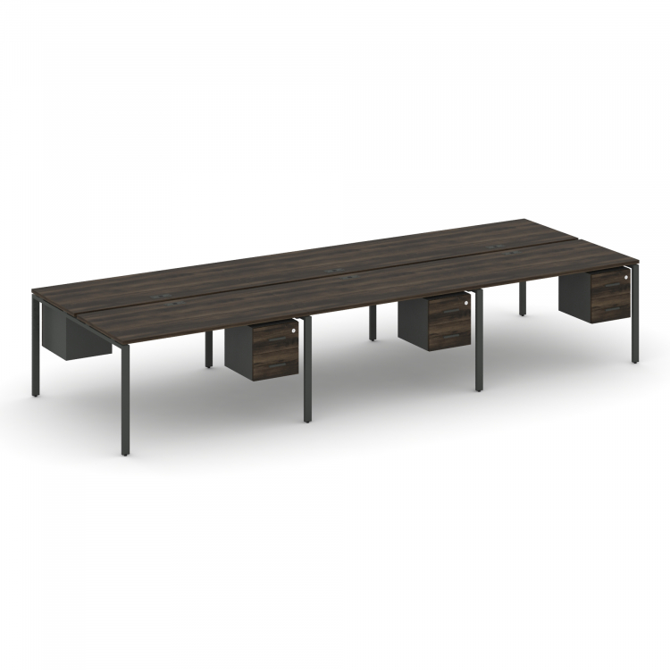 Concept Рабочая станция двухсторонняя с подвес. тумбами на 6 мест CN.DRS-154 A Дуб Мали/Антрацит/Мет