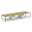 Concept Рабочая станция 6 мест с 2 опорными тумбами CN.DRS-451 B Дуб Винченцо/Белый Бриллиант/Металл