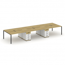 Concept Рабочая станция 6 мест с 2 опорными тумбами CN.DRS-451 B Дуб Винченцо/Белый Бриллиант/Металл