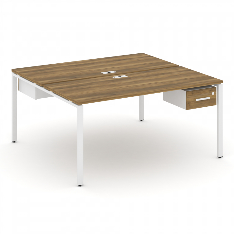 Concept Рабочая станция 2 сторонняя с подвесными тумбами на 2 места CN.DRS-112 W Сандал Янтарный/Бел