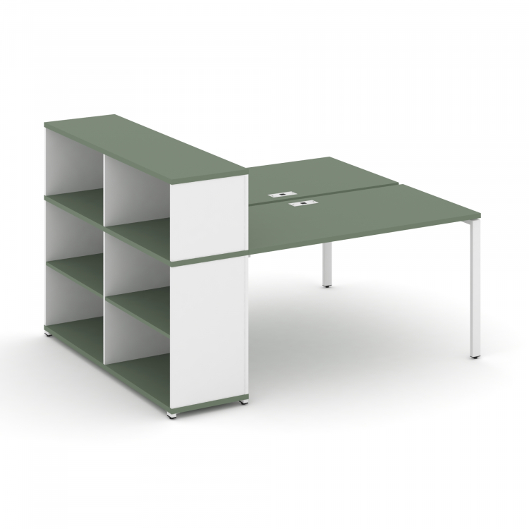 Concept Рабочая станция с опорным стеллажом с надставкой низ. CN.DRS-212 Кобо/Белый Бриллиант/Металл