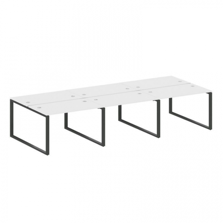 Metal System Рабочая станция на 6 мест на О-образном м/к БО.СМ-6.2 Белый/Металл Антрацит 3600*1475*7