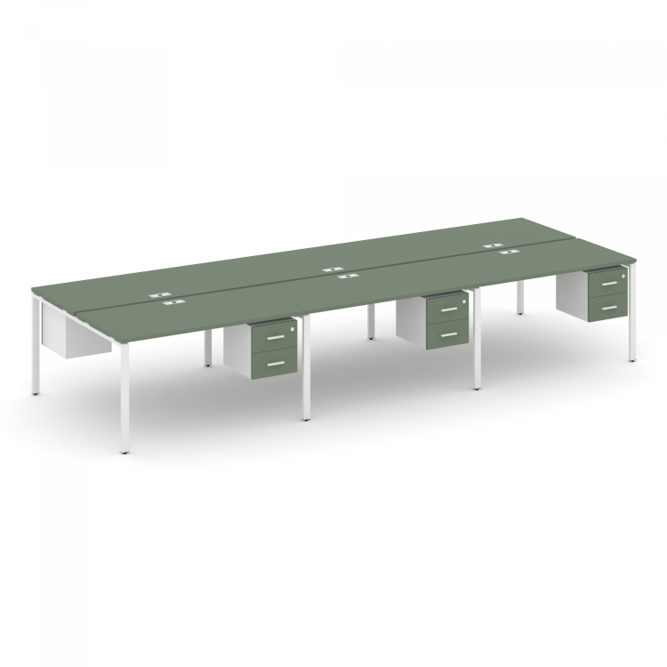 Concept Рабочая станция двухсторонняя с подвес. тумбами на 6 мест CN.DRS-155 W Кобо/Белый Бриллиант/