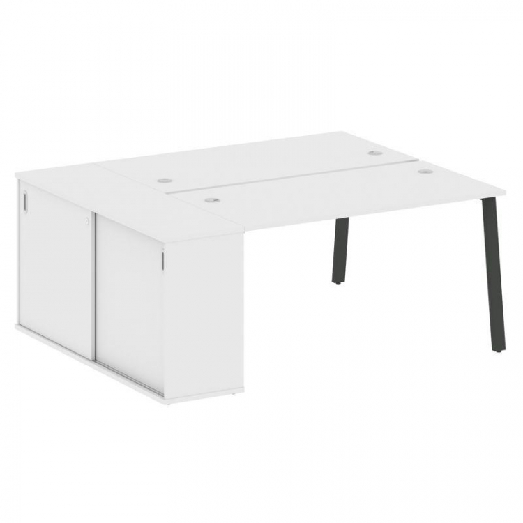 Metal System Рабочая станция с шкафом-купе на А-образном м/к БА.РС-СШК-1.3 Т Белый/Металл Антрацит 1