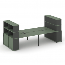 Concept Рабочая станция с опорными шкафами-купе с надставкой выс. CN.DRS-286 A Кобо/Антрацит/Металл