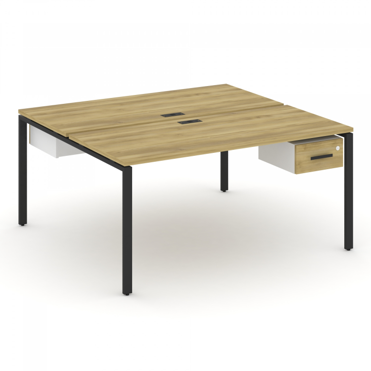 Concept Рабочая станция 2 сторонняя с подвесными тумбами на 2 места CN.DRS-112 B Дуб Винченцо/Белый