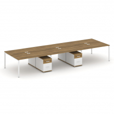 Concept Рабочая станция 6 мест с 2 двухсторонними опорными тумбами CN.DRS-348 W Сандал Янтарный/Белы