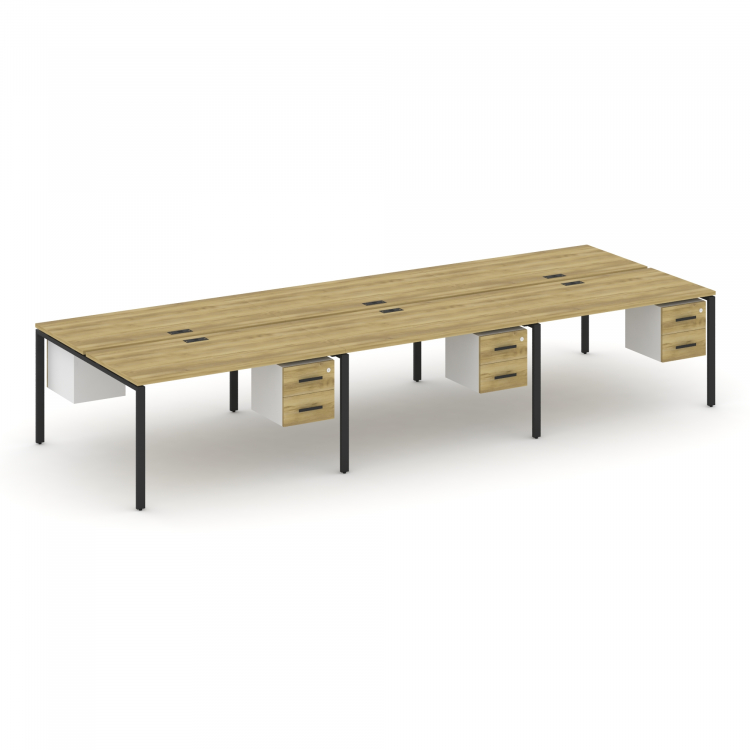 Concept Рабочая станция двухсторонняя с подвес. тумбами на 6 мест CN.DRS-155 B Дуб Винченцо/Белый Бр