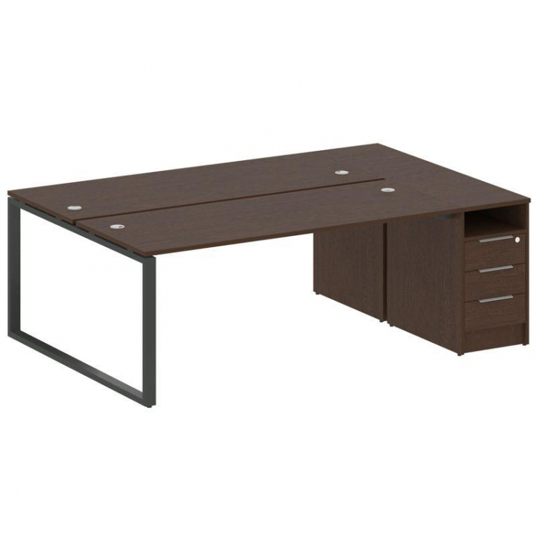 Metal System Рабочая станция с тумбой на О-образном м/к БО.РС-СТП-2.5 Венге Цаво/Металл Антрацит 221