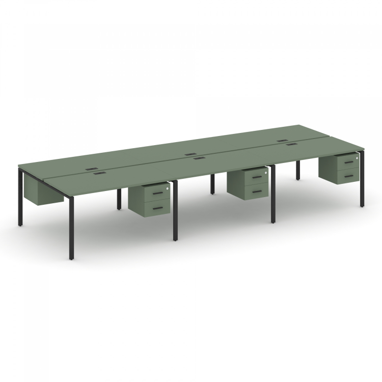 Concept Рабочая станция двухсторонняя с подвес. тумбами на 6 мест CN.DRS-153 B Кобо/Металл Черный 29