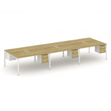 Concept Рабочая станция двухсторонняя с подвес. тумбами на 6 мест CN.DRS-156 W Дуб Винченцо/Белый Бр
