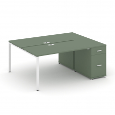 Concept Рабочая станция с 1 опорной тумбой CN.DRS-407 W Кобо/Металл Белый 1800*1480*750