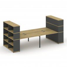 Concept Рабочая станция с опорными стеллажами с надставкой выс. CN.DRS-257 Дуб Винченцо/Антрацит/Мет