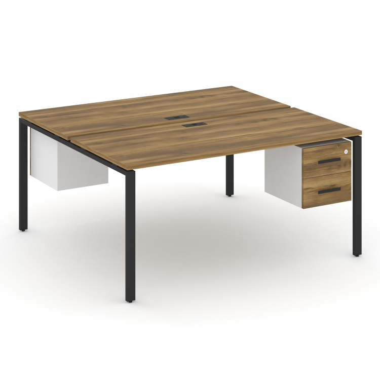 Concept Рабочая станция 2 сторонняя с подвесными тумбами на 2 места CN.DRS-116 B Сандал Янтарный/Бел