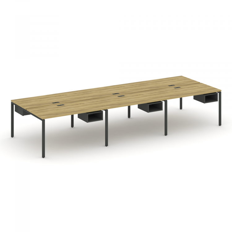 Concept Рабочая станция двухсторонняя с подвес. тумбами на 6 мест CN.DRS-141 Дуб Винченцо/Антрацит/М