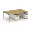 Concept Рабочая станция 4 места с 2 двухсторонними опорными тумбами CN.DRS-322 B Дуб Винченцо/Белый